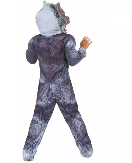 Eng grijs weerwolf kostuum met masker voor kinderen, Maat: 10–12 jaar (130–140 cm), image 3