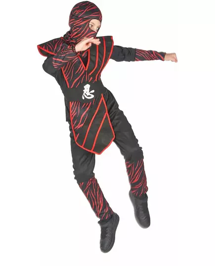 Rood gestreept ninja kostuum voor jongens, Maat: 7–9 jaar (120–130 cm), image 3