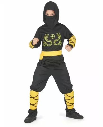 Déguisement ninja noir et jaune garçon, Taille: 7–9 ans (120–130 cm), image 3
