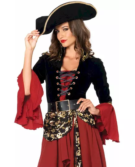 Déguisement pirate motifs dorés femme, Taille: Large (44–46), image 3