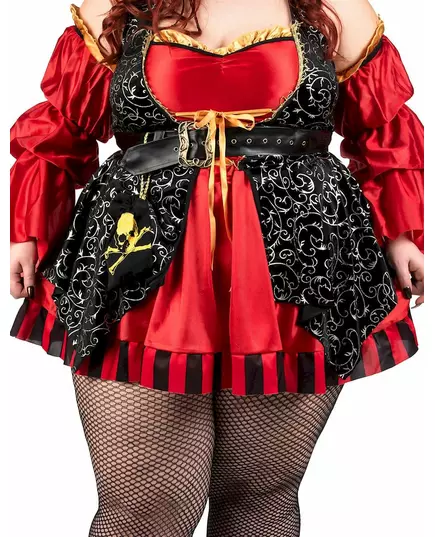 Rood piratenkostuum voor dames grote maten, Maat: XX-Large (46/48), image 2