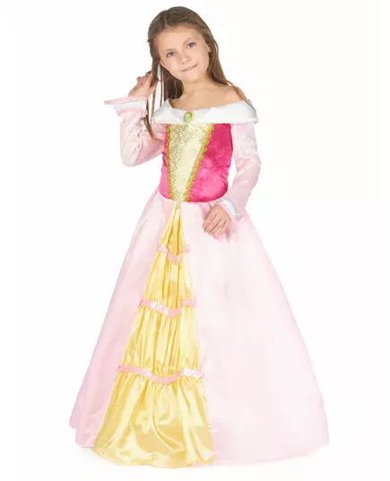 Roze en goudkleurig prinses doornroosje jurk voor meisjes, Maat: 10–12 jaar (130–140 cm), image 3
