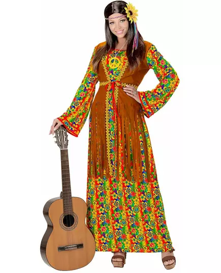 Lange hippiejurk met franjes voor vrouwen, Maat: Large, image 3