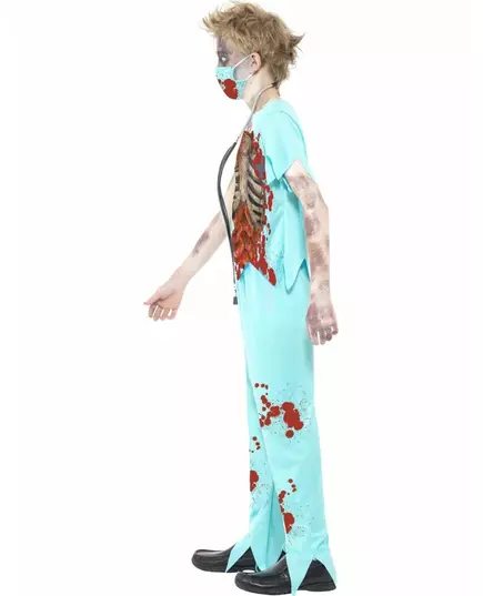 Zombie skelet dokter kostuum voor kinderen, Maat: 10–12 jaar (145/158 cm), image 3
