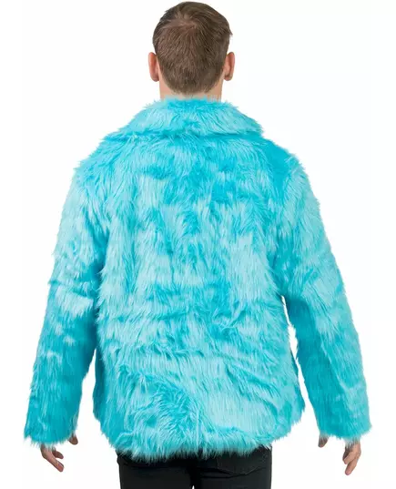Manteau en fausse fourrure bleue adulte, Taille: Small, image 2