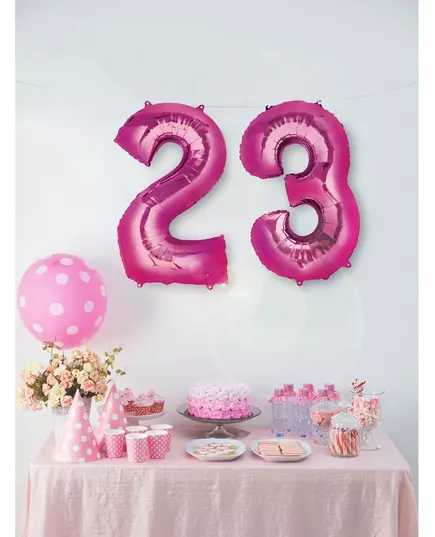 Ballon aluminium chiffre fuchsia 86 cm, Taille: 9, image 3
