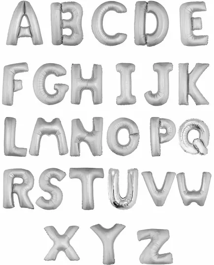 Enorme zilverkleurige aluminium letter ballon, Maat: N, image 3