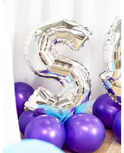 Ballon aluminium lettre argentée 32 cm, Taille: Q, image 3