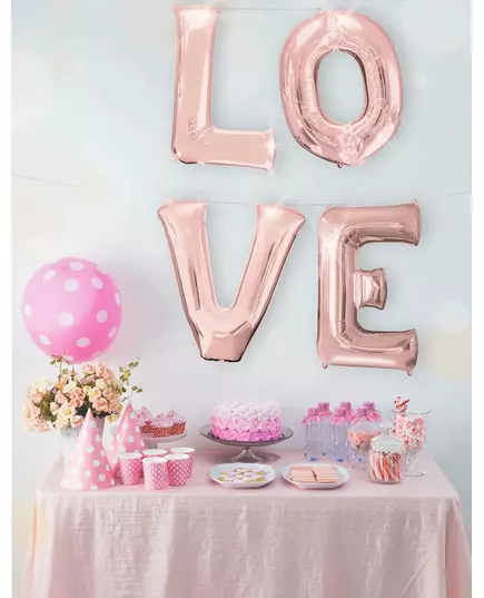 Ballon aluminium lettre rose gold 81 cm, Taille: B, image 3