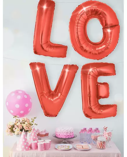 Ballon aluminium lettre rouge 1 m, Taille: T, image 3