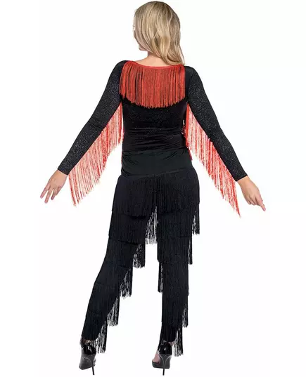 Body Charleston rouge et noir à franges femme, Taille: X-Small/Small, image 3
