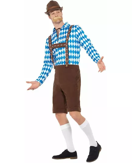 Déguisement bavarois bleu et marron adulte, Taille: X-Large, image 3