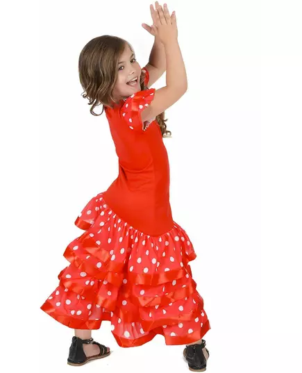 Rode flamenco danseres kostuum voor meisjes, Maat: 7–9 jaar (120–130 cm), image 3