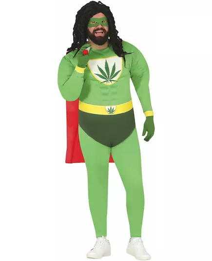 Grappig cannabis superheld kostuum voor volwassenen, Maat: Large, image 3