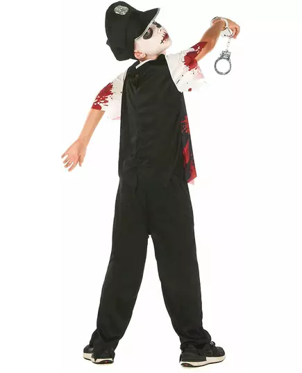 Déguisement policier zombie noir et blanc enfant, Taille: 7–9 ans (120–130 cm), image 3