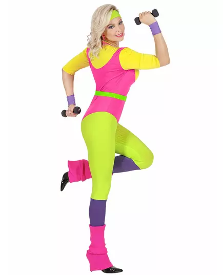 Jaren 80 aerobics kostuum voor vrouwen, Maat: Large, image 3