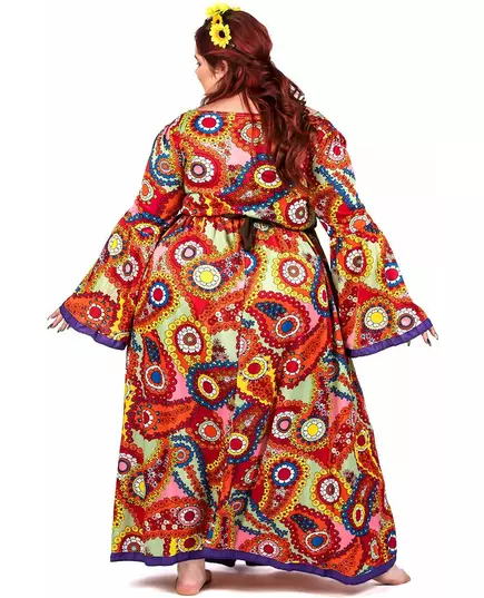 Déguisement robe hippie grande taille femme, Taille: XXX-Large, image 3