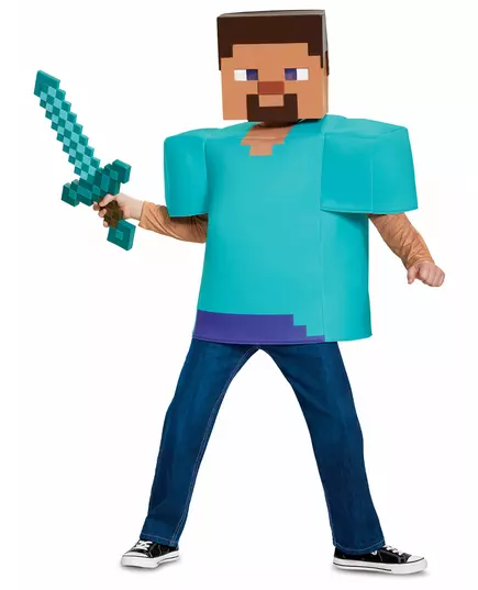 Klassiek Minecraft™ steve kostuum voor kinderen, Maat: 10–12 jaar (137–149 cm), image 3