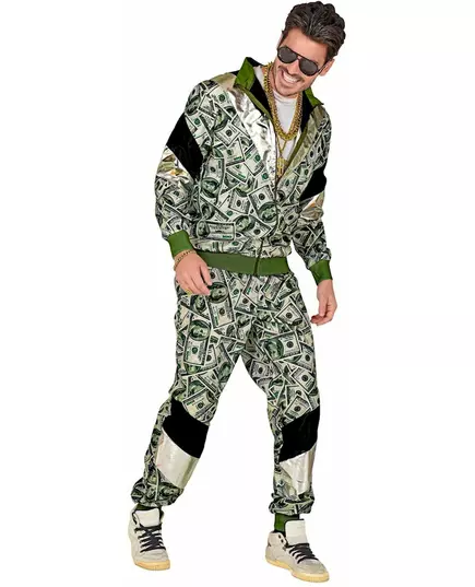 Kostuum trainingspak dollarbiljet volwassenen, Maat: Large, image 3