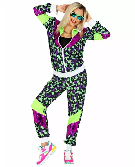 Trainingspak kostuum met luipaardprint fluo volwassenen, Maat: Large, image 3