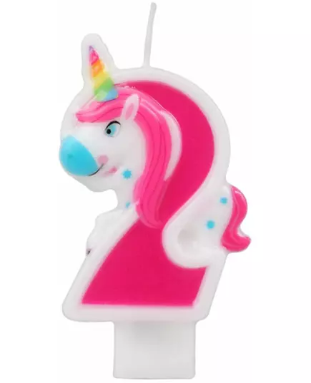 Roze eenhoorn cijferkaars 14 cm, Maat: 9, image 4