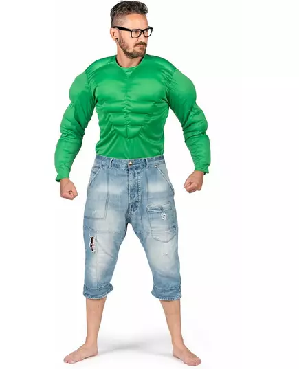 Chemise muscles verts adulte, Taille: Large, image 4