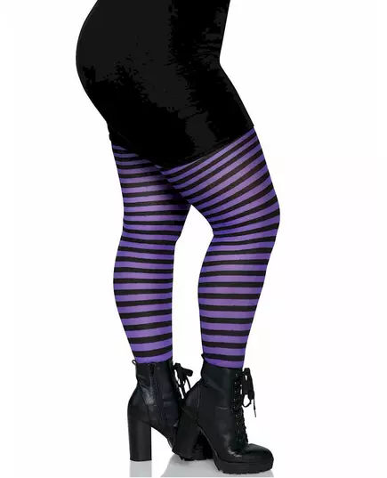 Collants rayés noirs et violets grande taille femme, Taille: XXX-Large/XXXX-Large (54–58), image 3