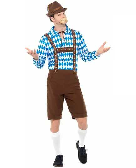 Déguisement bavarois bleu et marron adulte, Taille: X-Large, image 4