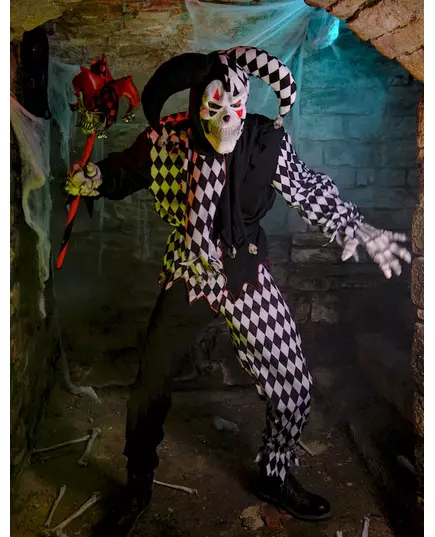 Déguisement clown Arlequin d'Halloween homme noir, Taille: X-Large, image 4