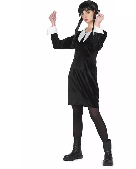 Déguisement écolière gothique velours noire femme, Taille: X-Small, image 3