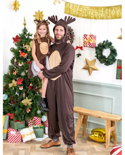 Déguisement marron renne adulte Noël, Taille: Medium, image 4