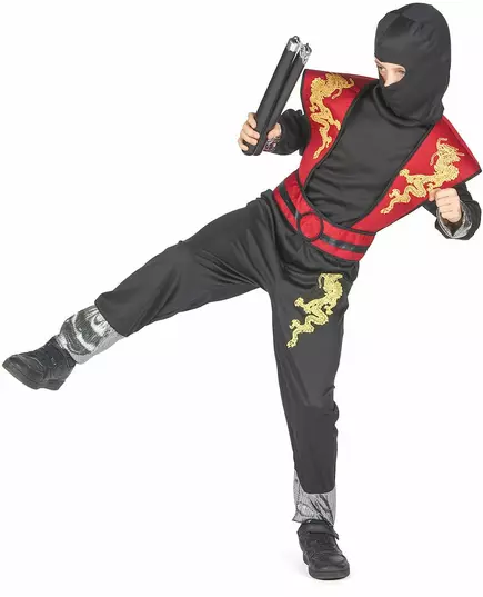 Gele en rode draak ninja outfit voor jongens, Maat: 10–12 jaar (130–140 cm), image 4