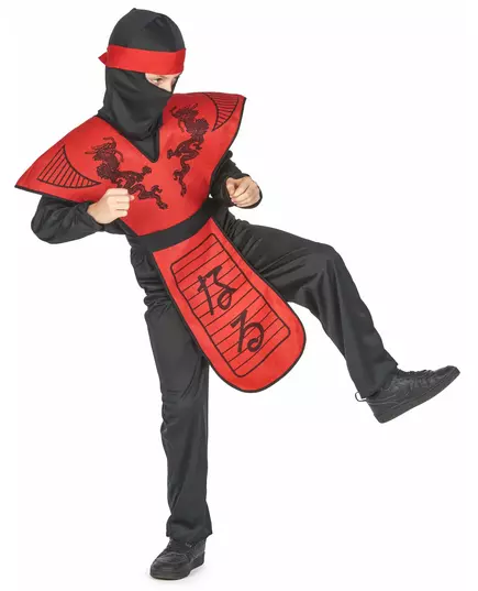 Rode draken strijder ninja kostuum voor jongens, Maat: 7–9 jaar (120–130 cm), image 4