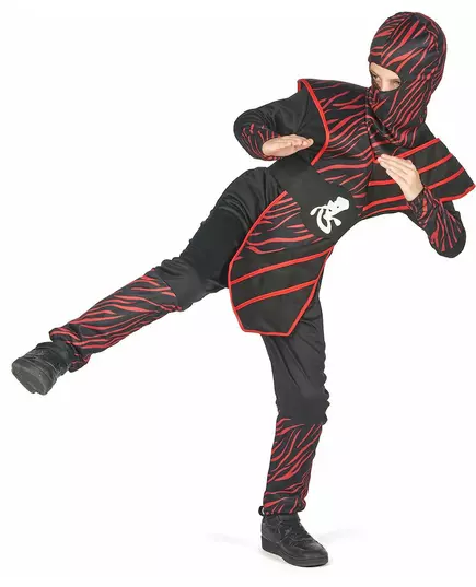 Rood gestreept ninja kostuum voor jongens, Maat: 10–12 jaar (130–140 cm), image 4