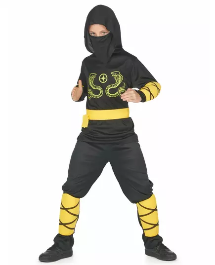 Déguisement ninja noir et jaune garçon, Taille: 7–9 ans (120–130 cm), image 4