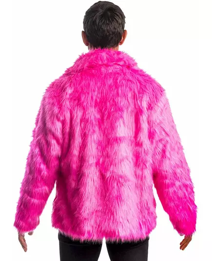 Manteau en fausse fourrure rose adulte, Taille: Medium, image 3