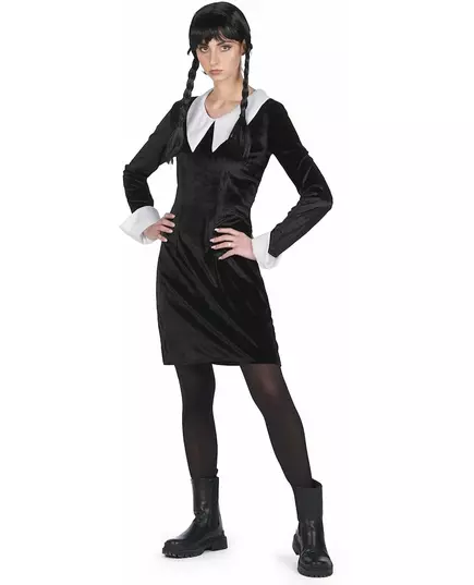 Déguisement écolière gothique velours noire femme, Taille: X-Small, image 4