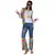Driekleurig Flower Power hippie pak voor vrouwen, Maat: Large