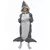 Grijze met witte haaien outfit voor kinderen, Maat: 10–12 jaar (130–140 cm)