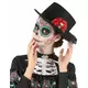 Chapeau haut de forme noir tête de mort fleur rouge Dia de los muertos adulte