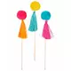 6 Pics en bois pompons colorés 16 cm