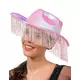Roze iriserende cowboyhoed met franjes voor volwassenen