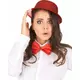 Chapeau melon plastique pailleté rouge adulte