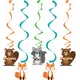 5 pendentifs en spirale représentant des animaux de la forêt, de 76 et 99 cm