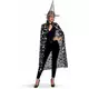 Set sorcière chapeau et cape noir et argent femme