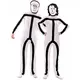Stickman vermomming voor volwassenen met maskers, Maat: Small (48)