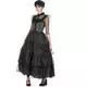 Déguisement robe de bal gothique noire femme, Taille: Large