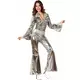 Déguisement disco argenté femme, Taille: Medium/Large