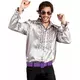 Zilver disco overhemd voor heren, Maat: X-Large (54/56)