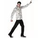 Zilverkleurig disco shirt voor volwassenen, Maat: Large
